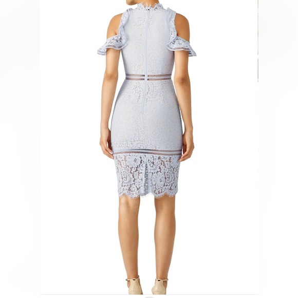 Pale Blue Lace Cold Shoulder Sheath - Picture 2 of 7